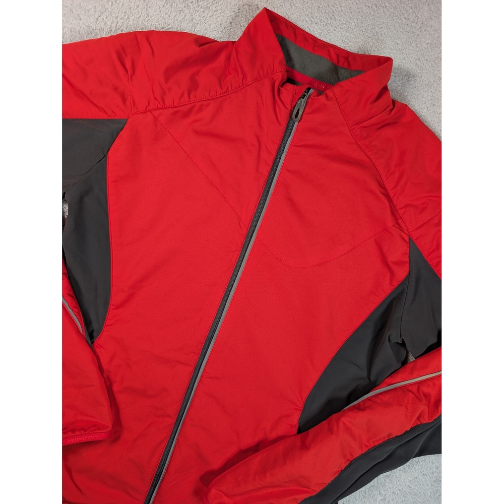 Salomon ClimaWind Mens Large Red Grey Full Zip Running Cycling Jacket L